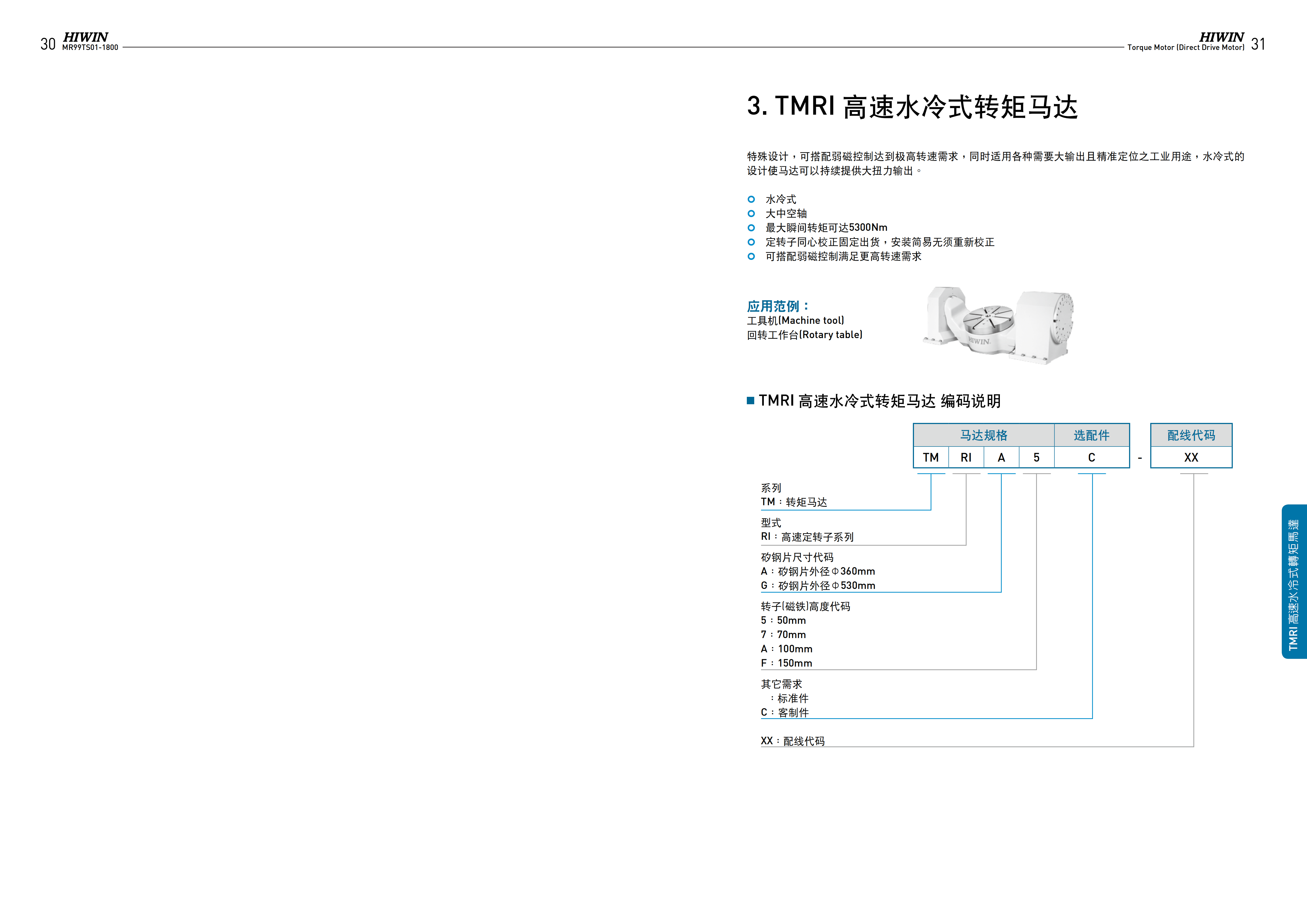 上銀水冷式力矩電機(jī)TMRIG7-SB